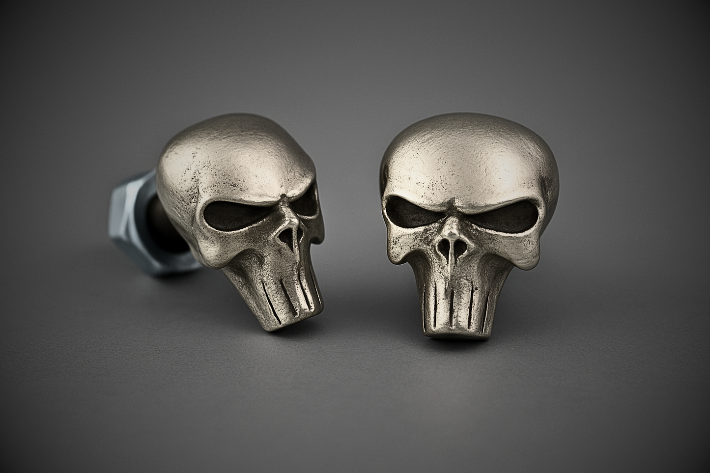 Punisher skull pewter license plate bolts for motorcycles and cars