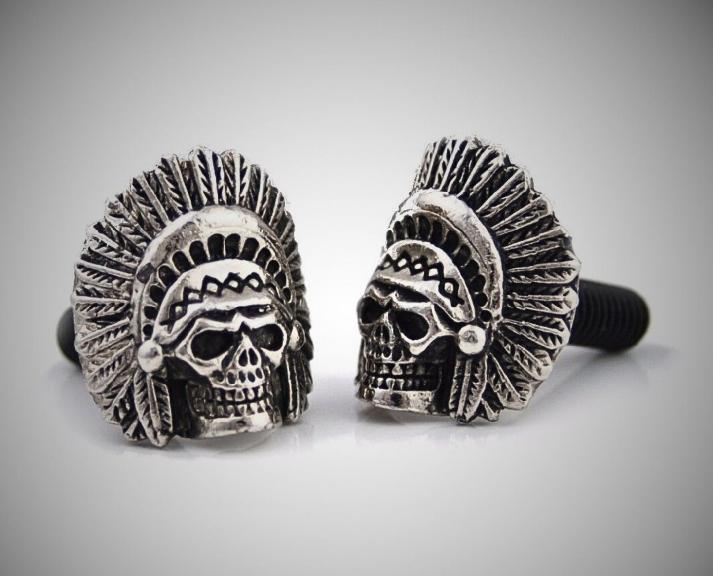Indian Chief skull license plate bolts – M6 pewter hardware