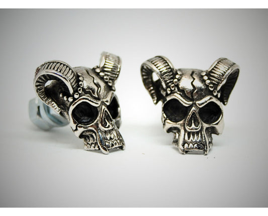 Ram skull motorcycle license plate bolts handmade metal set