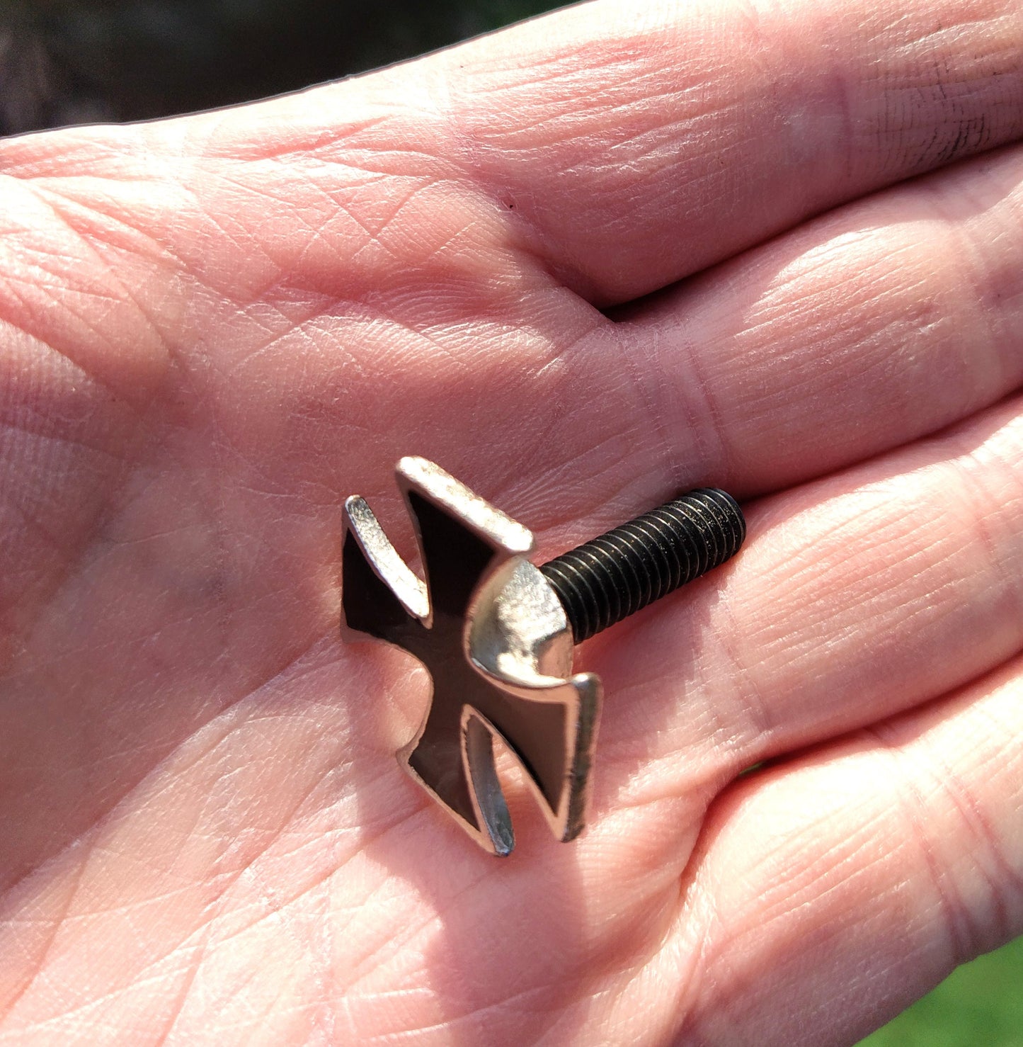 Pewter Maltese Cross Motorcycle Bolts, License Plate Tag Fasteners, Biker Gift