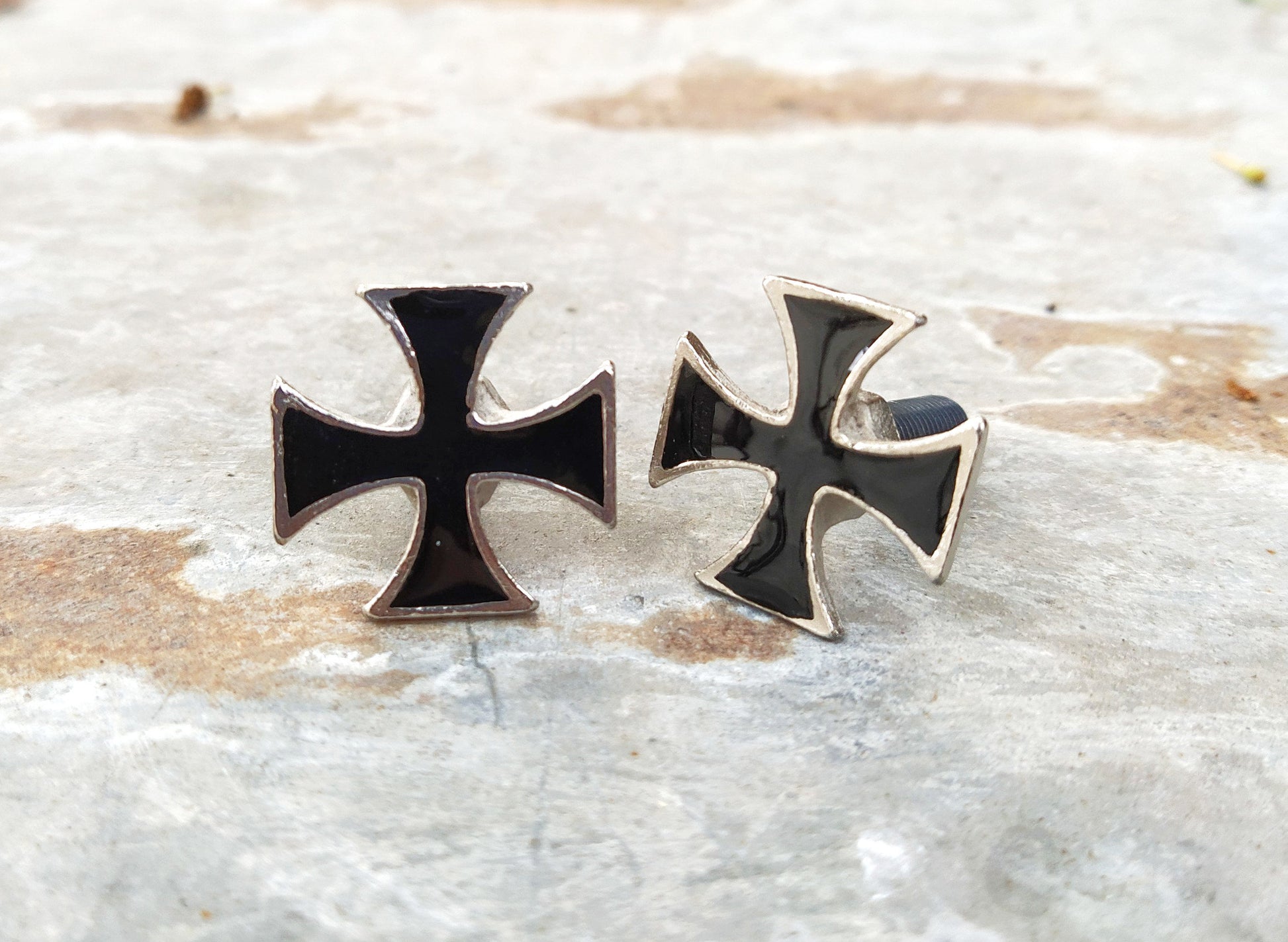 Pewter Maltese Cross Motorcycle Bolts, License Plate Tag Fasteners, Biker Gift