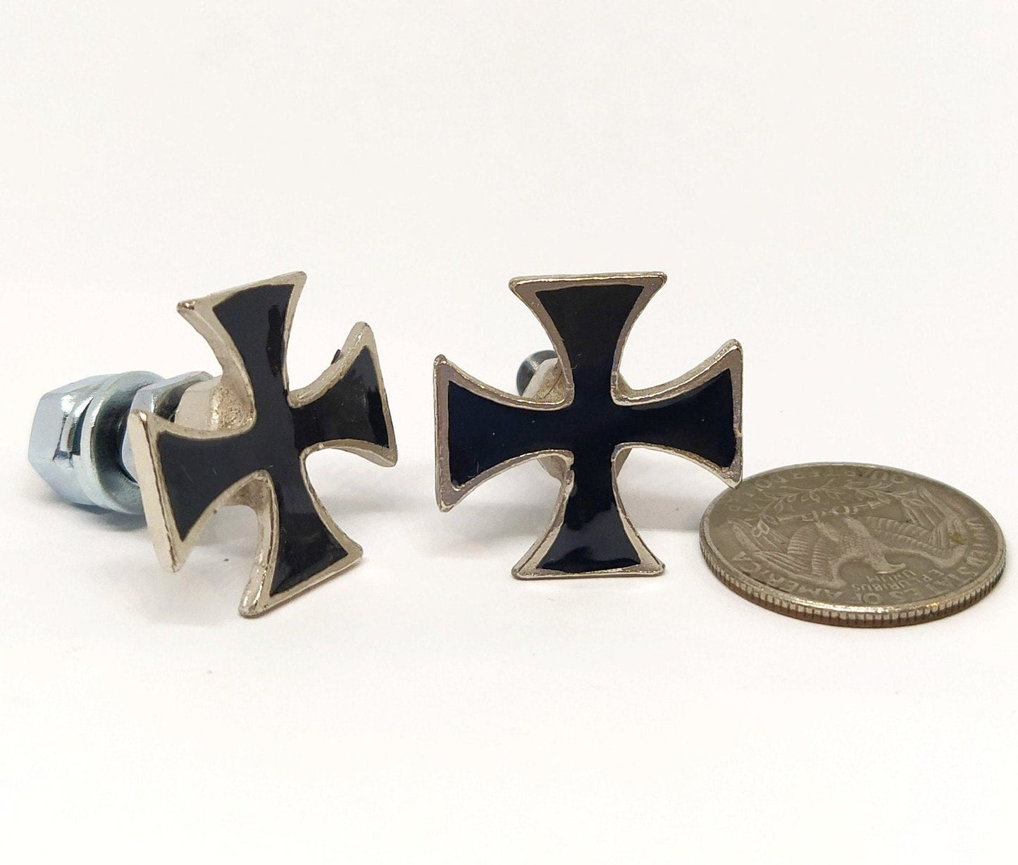 Pewter Maltese Cross Motorcycle Bolts, License Plate Tag Fasteners, Biker Gift