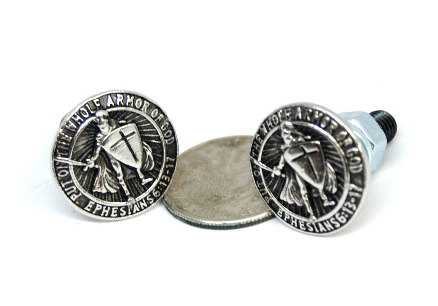 Victory Cross License Plate Bolts – Templar Knight Screws, St Paul Ephesians 6, Armor of God Car Windshield Accessories,motorcycle