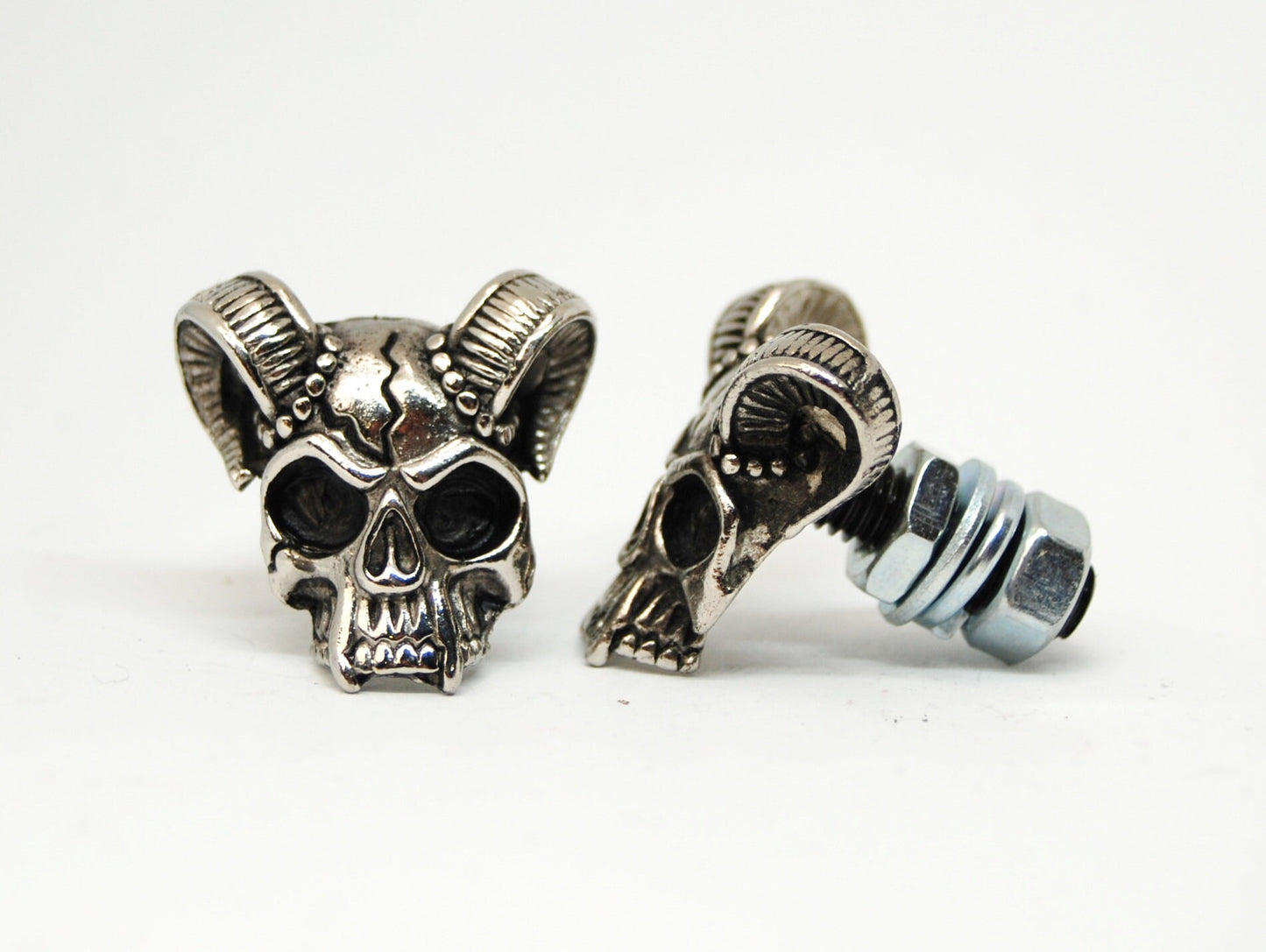 Ram Skull License Plate Bolts, Motorcycle Decor, Biker Gift