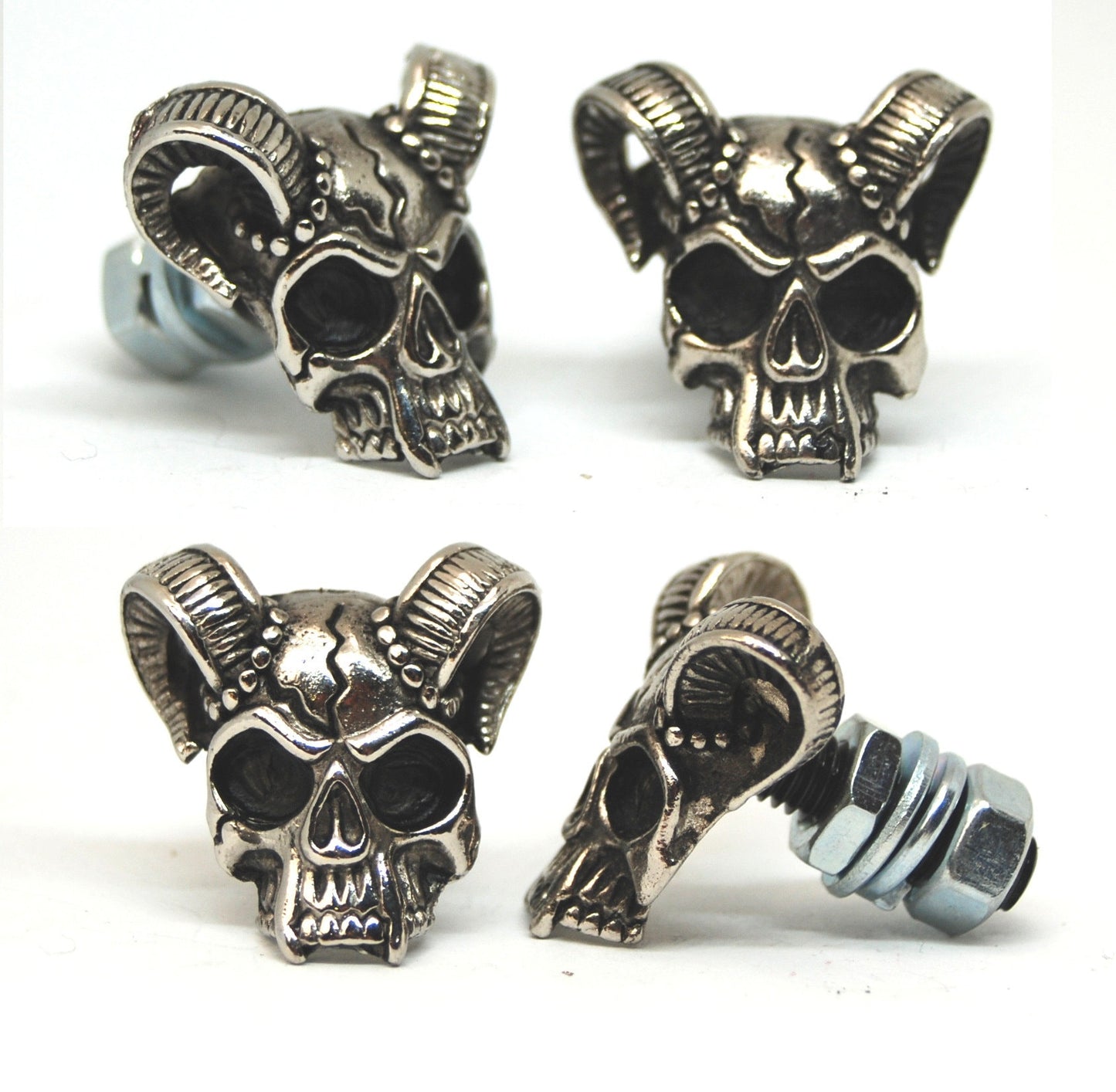 Ram Skull License Plate Bolts, Motorcycle Decor, Biker Gift