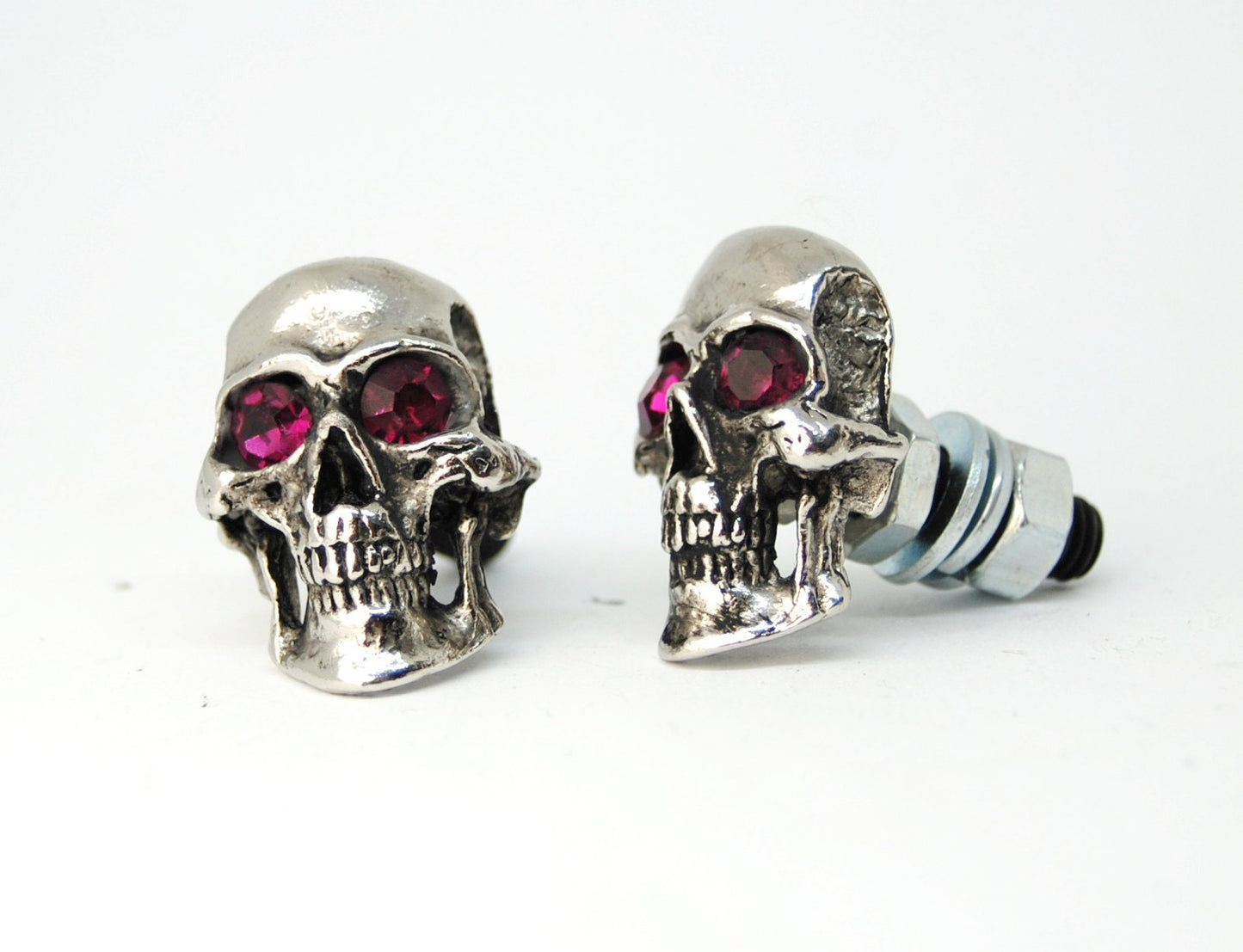 motorcycle License plate custom bolts,pink eyes skull screws,biker gift,badass,hatley davidson for most motorcycles