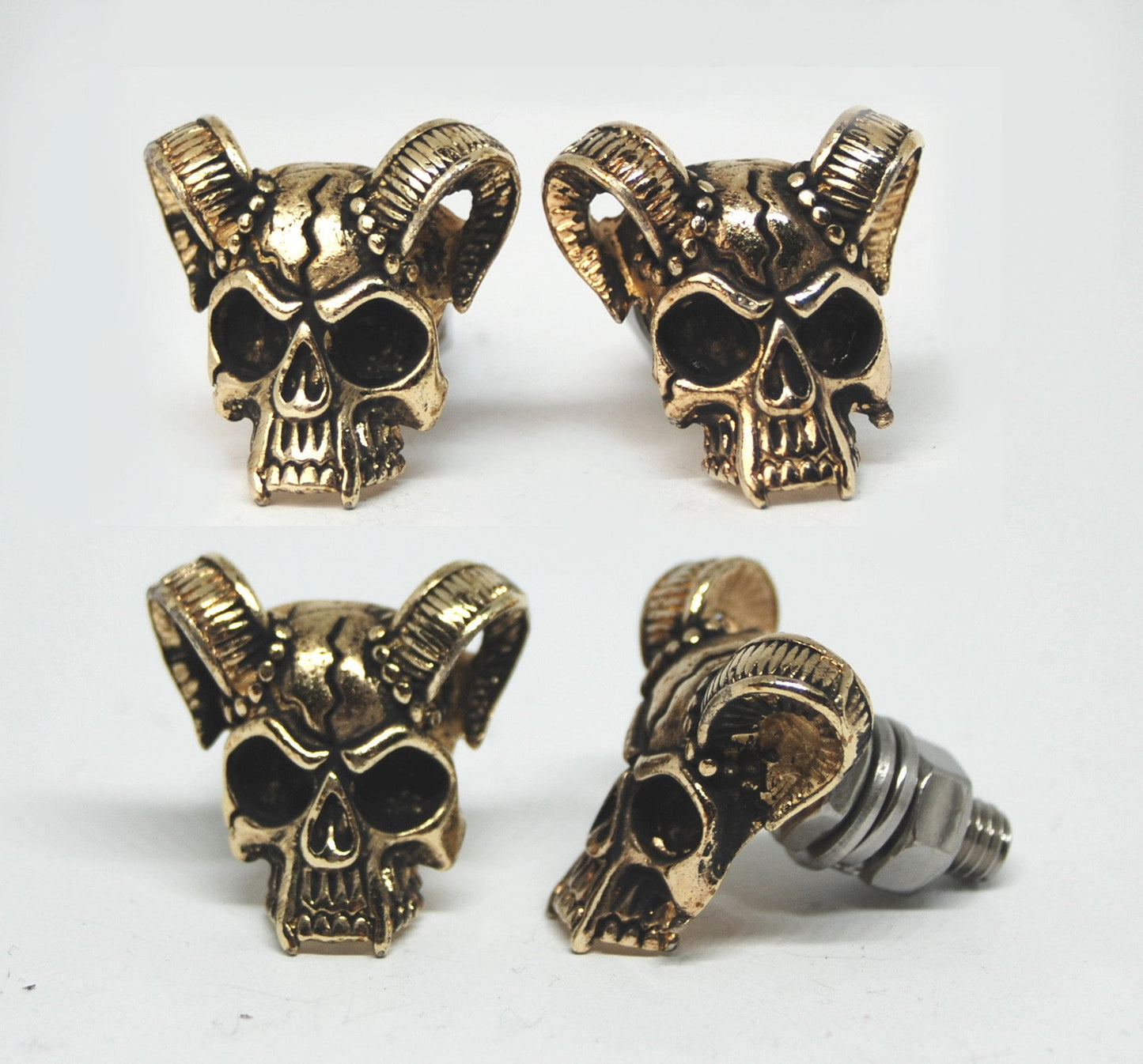 Ram Skull License Plate Bolts, Motorcycle Decor, Biker Gift