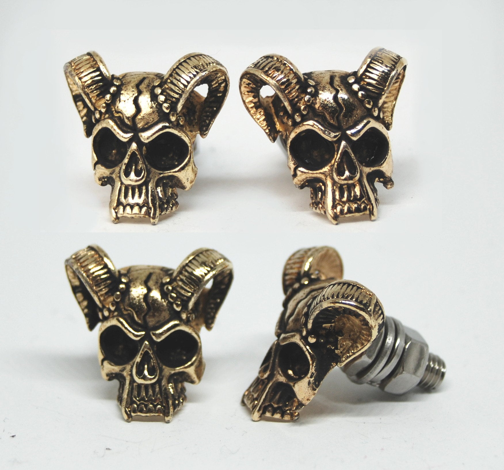 Ram Skull License Plate Bolts, Motorcycle Decor, Biker Gift