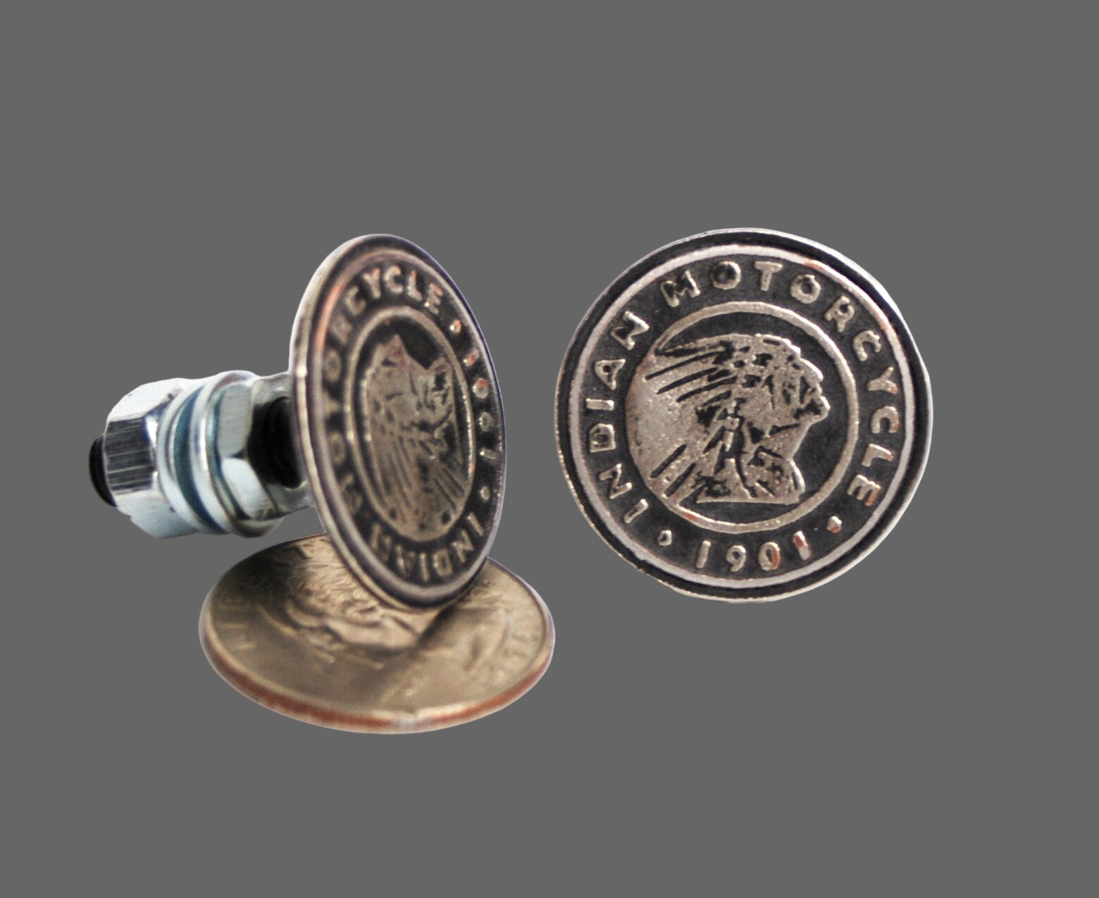 Handcrafted set Indian License plate bolts, Good for all motorcycles,Native American, Chief, custom screw,biker gift,