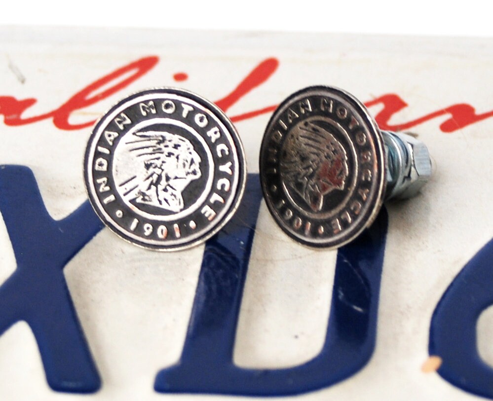 Handcrafted set Indian License plate bolts, Good for all motorcycles,Native American, Chief, custom screw,biker gift,