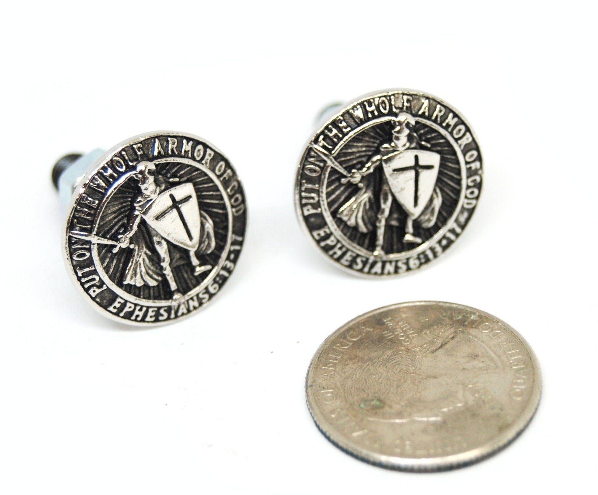 Victory Cross License Plate Bolts – Templar Knight Screws, St Paul Ephesians 6, Armor of God Car Windshield Accessories,motorcycle