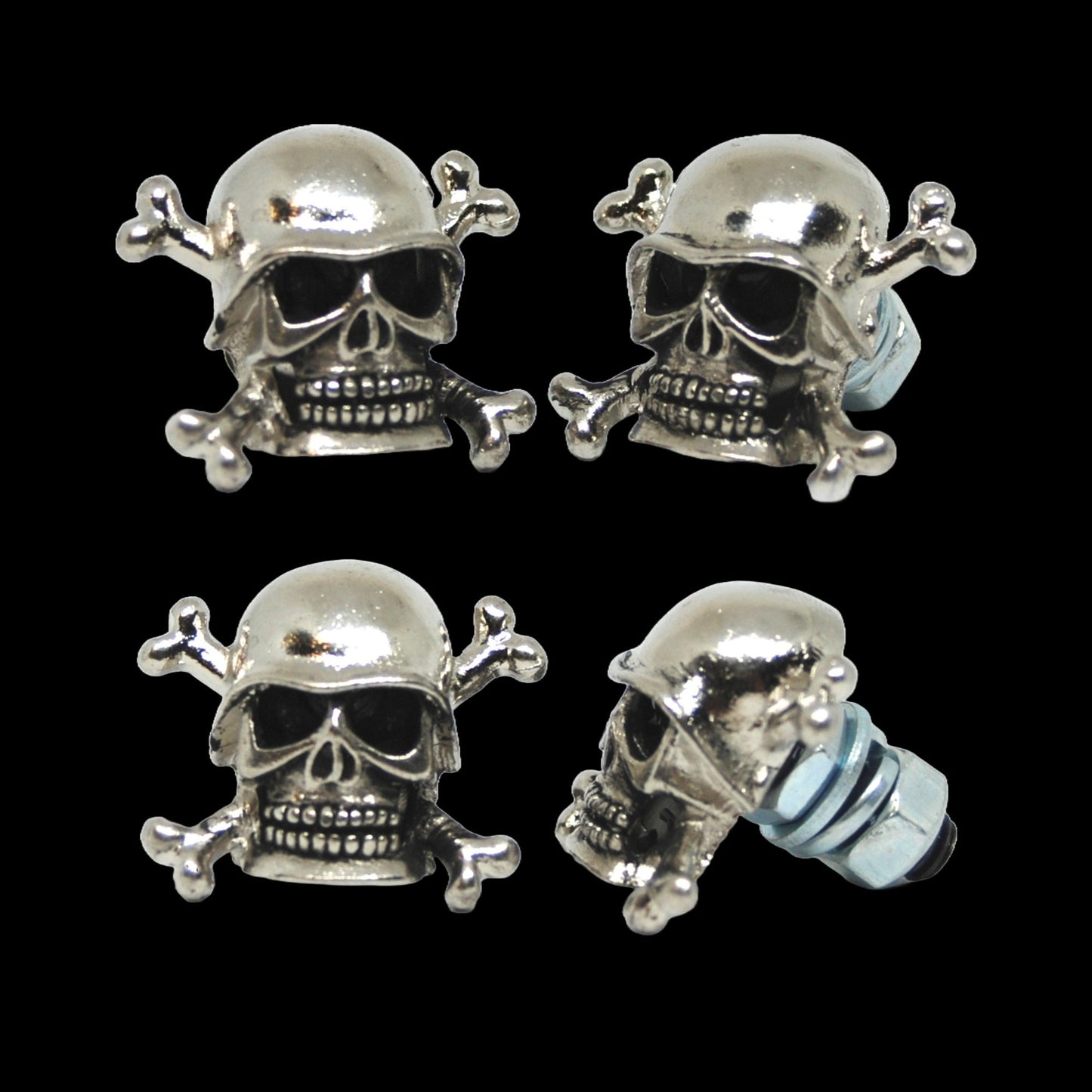 Pewter skull and crossbones motorcycle bolts M6