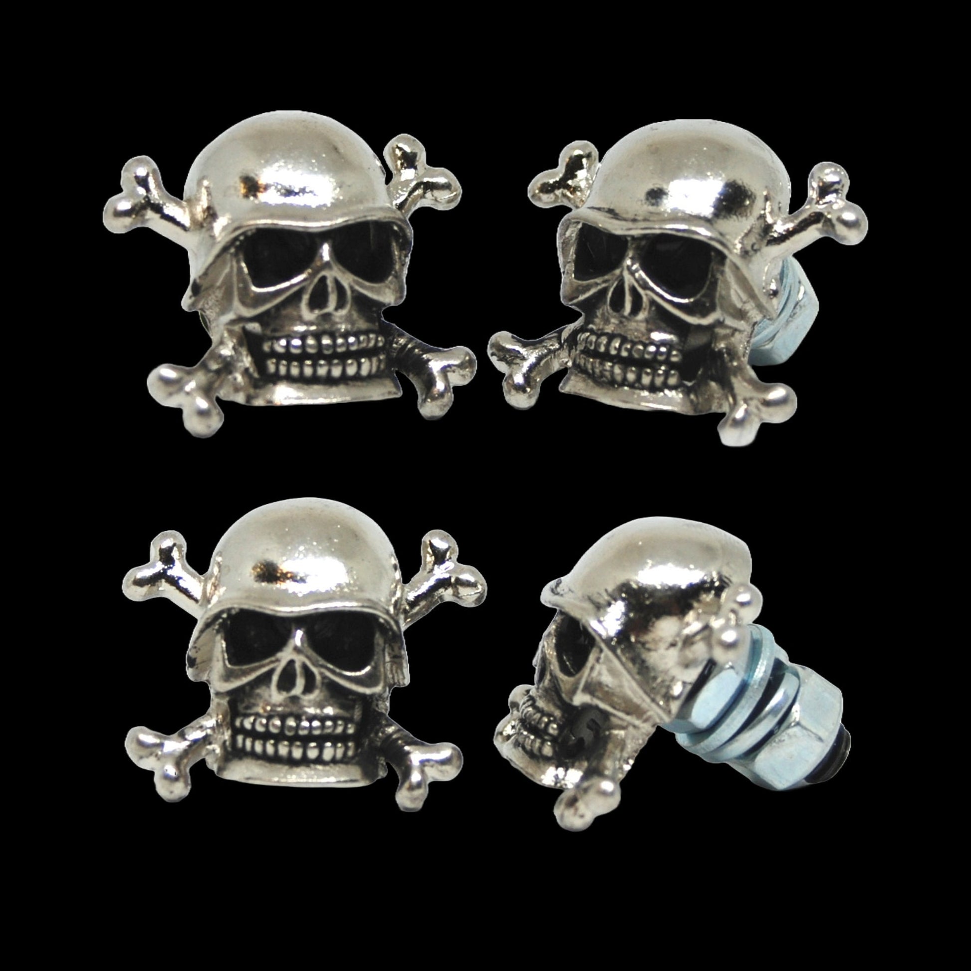 Pewter skull and crossbones motorcycle bolts M6