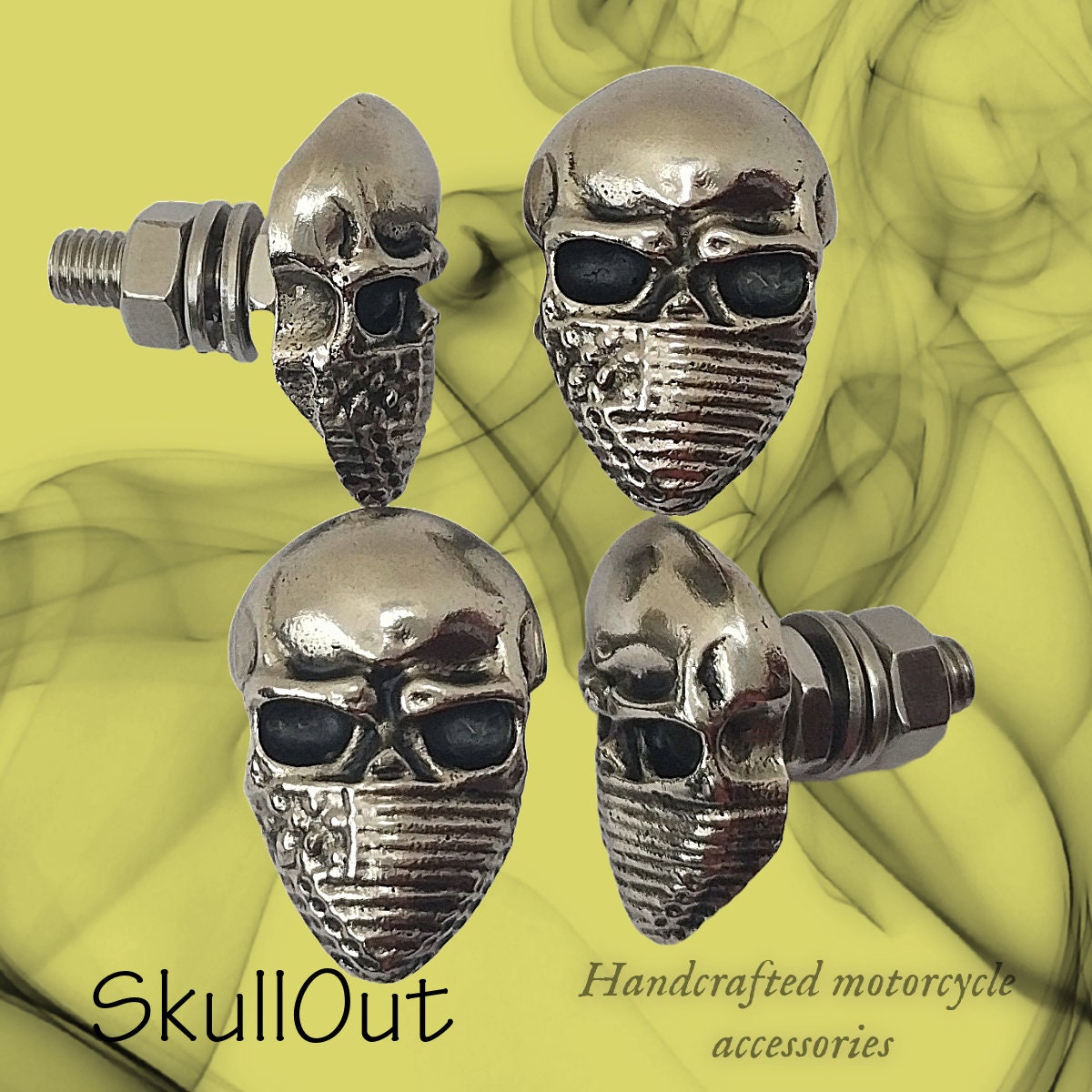 Skull Bandana motorcycle license plate bolts