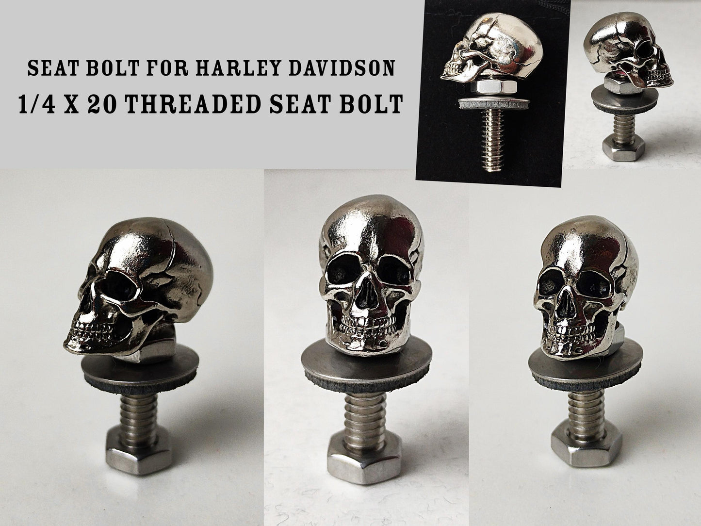 Custom Skull Seat Bolt for Harley-Davidson – 1/4"-20 Thread
