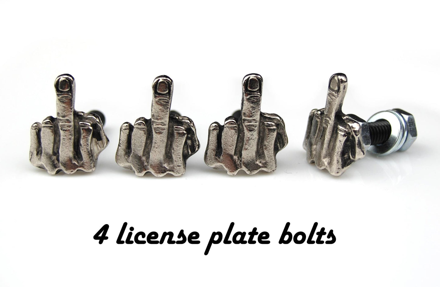 License plate motorcycle bolt,middle finger,flip off, windshield screw,biker gift,chopper,badass,truck,hotrod,atv