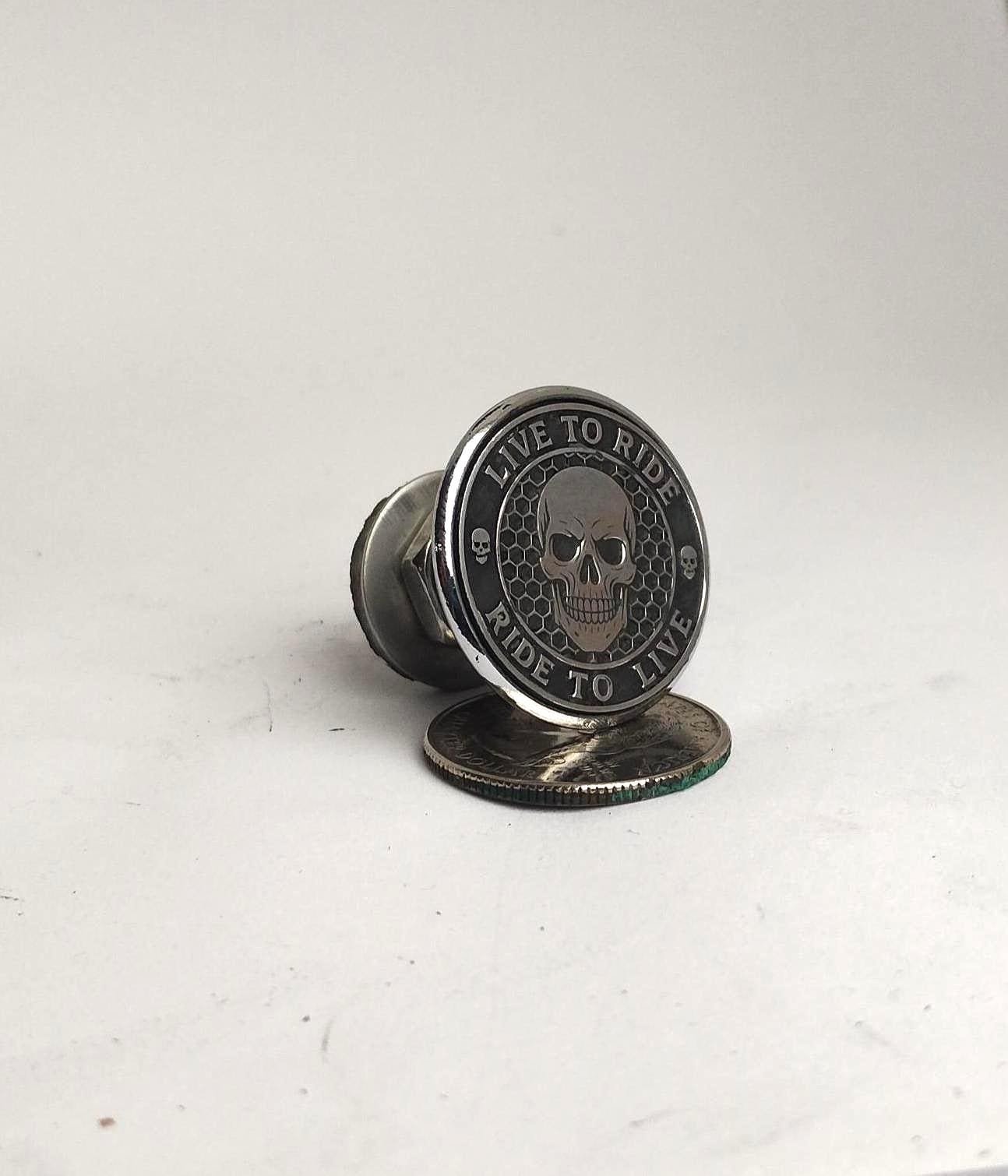 Custom engraved motorcycle seat bolt silver finish