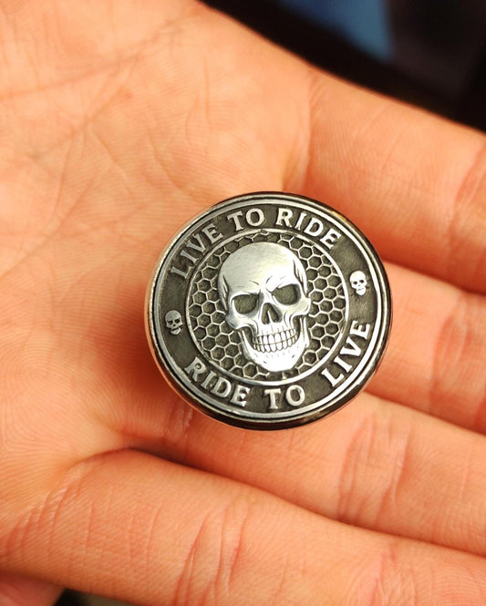 Deep engraved Harley seat bolt 1/4-20 front view