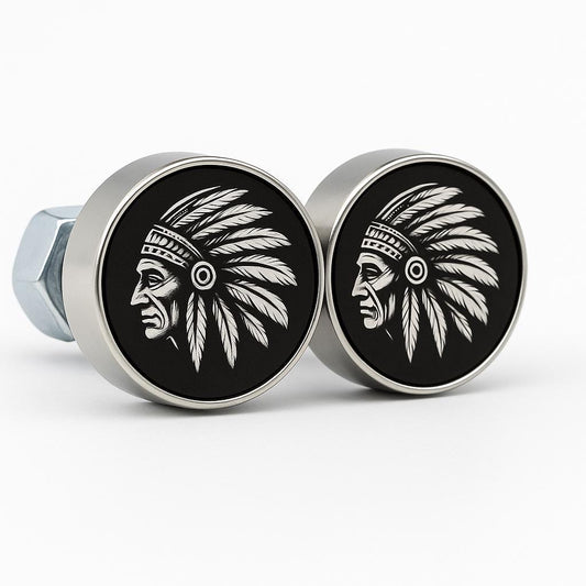 Set of 2 deep-engraved Indian Chief M6 license plate bolts