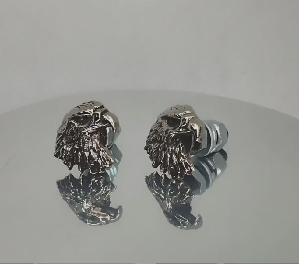 Eagle Pewter Motorcycle License Plate Bolts, Chopper Decor (Set of 2)