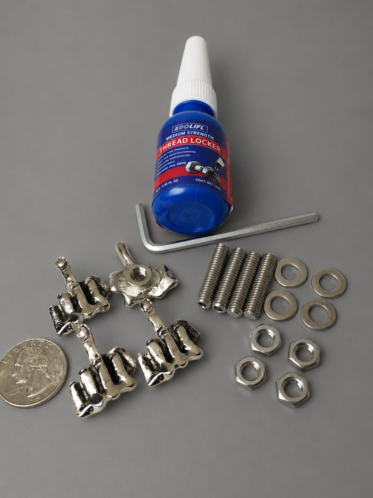 Set of 4 middle finger car license plate bolts with M6 studs and self-tapping screw hardware